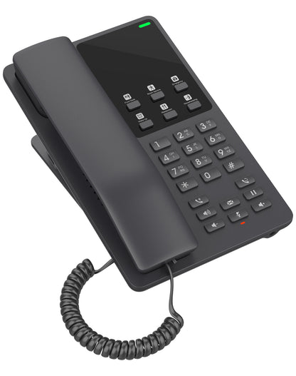 Grandstream GHP621 Desktop Hotel Voice IP Phone, Black, PoE, Wired Handset, 2 Lines, LCD, Gigabit Ethernet