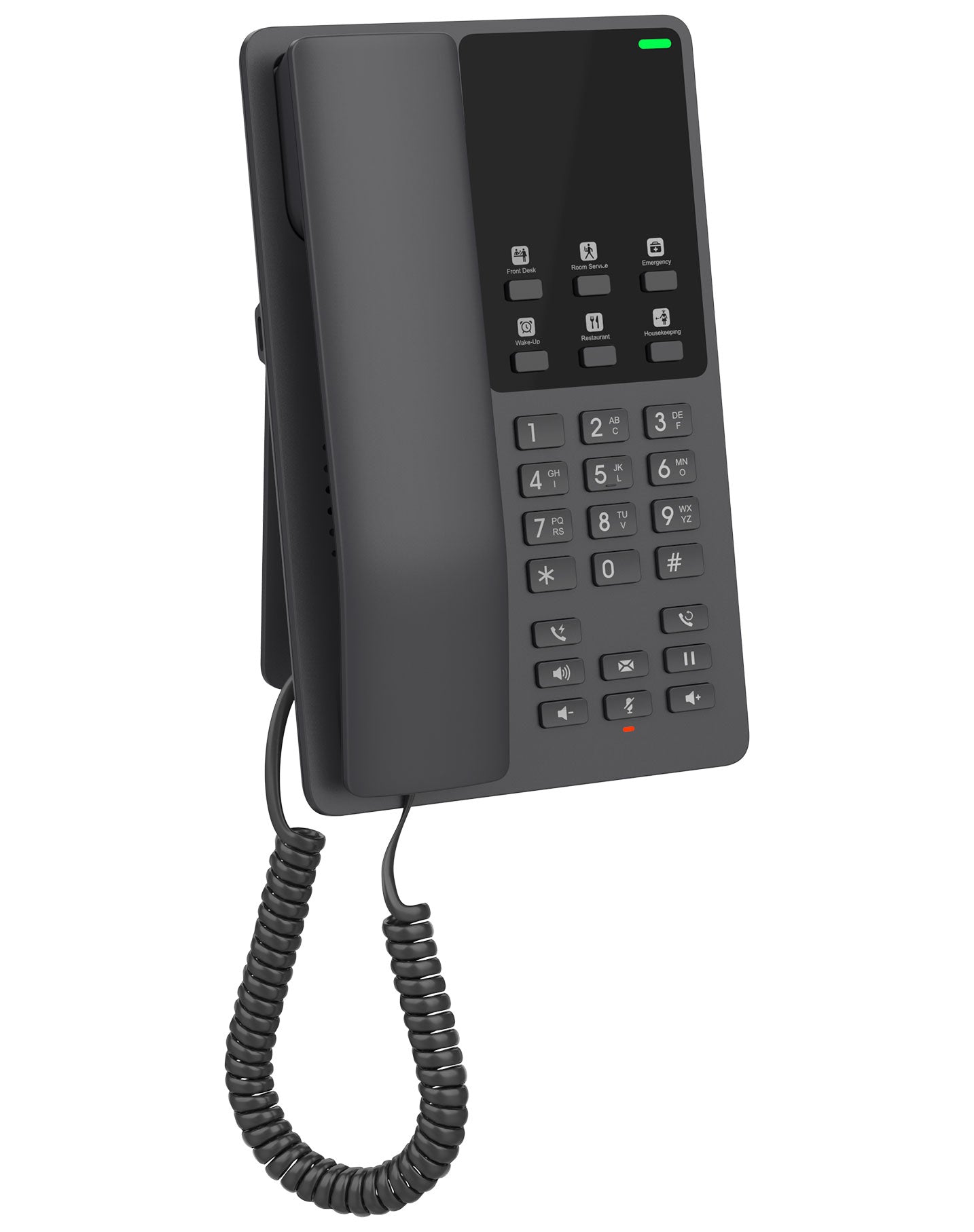 Grandstream GHP621 Desktop Hotel Voice IP Phone, Black, PoE, Wired Handset, 2 Lines, LCD, Gigabit Ethernet