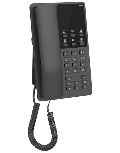 Grandstream GHP621 Desktop Hotel Voice IP Phone, Black, PoE, Wired Handset, 2 Lines, LCD, Gigabit Ethernet