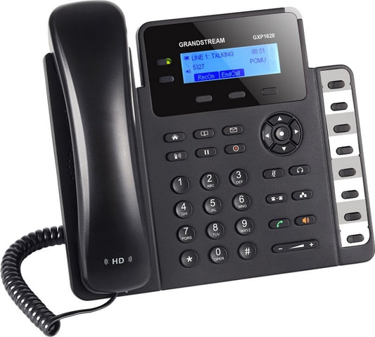 *LS* Grandstream GXP1628 2 Line IP Phone, 2 Sip Accounts, 132x48 Backlit Graphical Display, HD Audio, Dual-Switched Gigabit Ports, Powerable Via POE