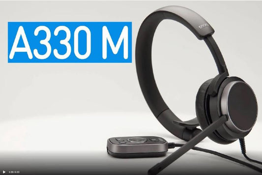 SNOM A330M Over-Ear USB-A Mono Headset, Passive Noise Cancellation, Black, USB/RJ9/3.5 Jack Cable with 0 Control, Soft PU Leather