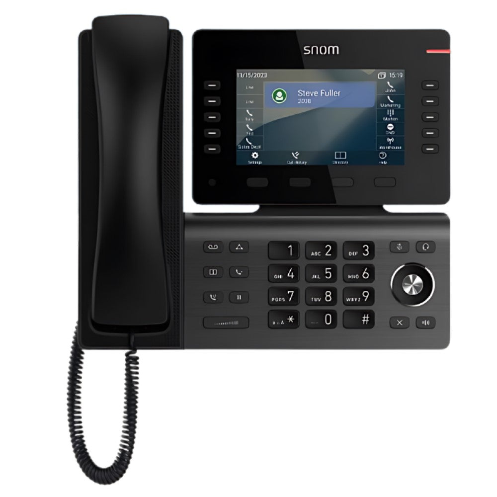 SNOM D815W Desk Telephone, 5' (480x272) color LCD, 10 (36) configurable self-labeling multicolor LED keys, 2 USB ports, 3-year standard warranty