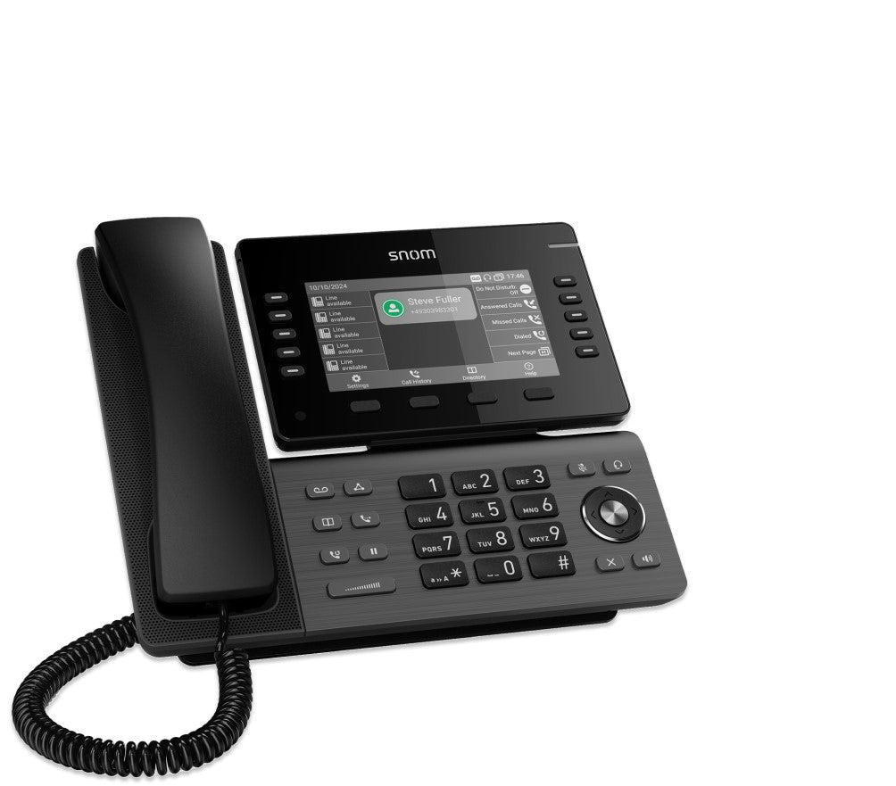 SNOM D815W Desk Telephone, 5' (480x272) color LCD, 10 (36) configurable self-labeling multicolor LED keys, 2 USB ports, 3-year standard warranty