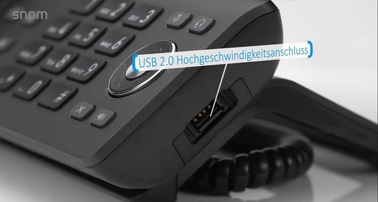 SNOM D862, Large tilting 5 inch IPS colour display, High speed USB 2.0 connection, 8 programmable function keys, Optimised noise reduction HD audio