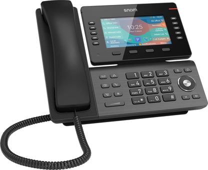 SNOM D865 Large tiltable 5 inch IPS colour display 2x USB 2.0 high speed connection 10 programmable function keys Dual-band Wi-Fi and Bluetooth