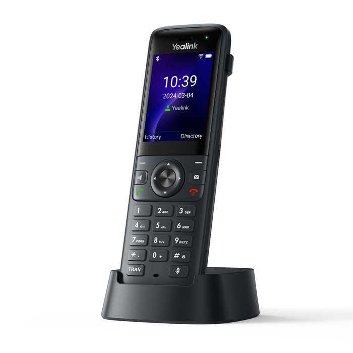 Yealink AX83H Handheld Wi-Fi IP Phone, Wi-Fi 6, Bluetooth, HD Audio, Smart Noise Cancellation, QuickCharge, Vibration, 3.5mm Headset Jack, Belt Clip,