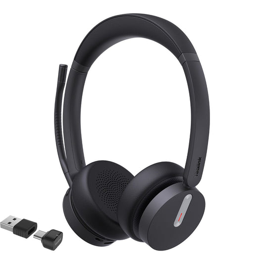 Yealink BH70 Bluetooth Wireless Dual Headset with Stand Teams USB-C/A, 3 mic noise cancellation Talk time up to 35h BT51 C Dongle with Type A Adapter
