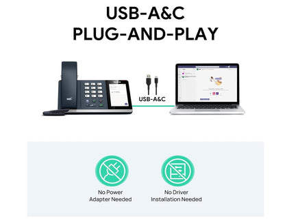 Yealink MP45 USB Teams Phone Desk Corded Phones for Work, Certified by Microsoft Teams Skype for Business System, Powered by Computer via USB-A/C