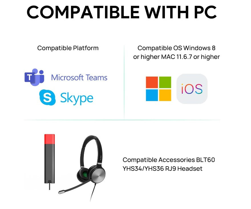 Yealink MP45 USB Teams Phone Desk Corded Phones for Work, Certified by Microsoft Teams Skype for Business System, Powered by Computer via USB-A/C
