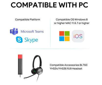 Yealink MP45 USB Teams Phone Desk Corded Phones for Work, Certified by Microsoft Teams Skype for Business System, Powered by Computer via USB-A/C