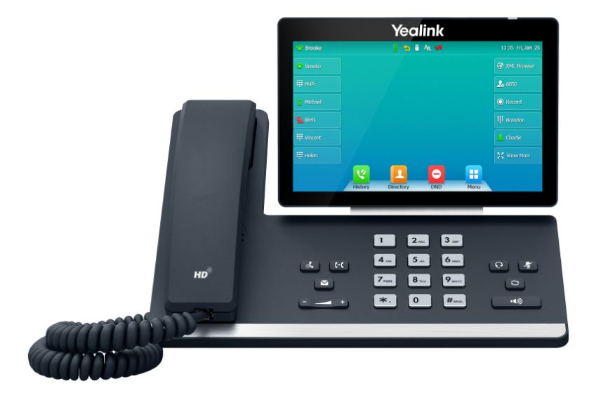 Yealink SIP-T57W, 16 Line IP HD Phone, 7' 800 x 480 colour screen, HD voice, Dual Gig Ports, Built in Bluetooth and WiFi, USB 2.0 Port, SBC Ready