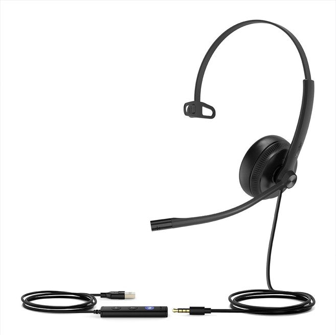Yealink UH34SE Teams Certified Wideband Noise Cancelling Headset, USB and 3.5mm Jack, Controller with Teams Button, Mono, Ultra Lightweight Design