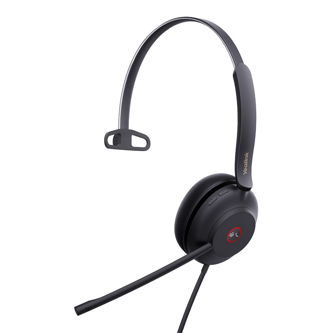 Yealink UH37 Microsoft Teams Certified USB Wired Headset, Mono, USB-C/A, Dual Noise-Cancelling, Busylight, Leather Ear Cushion, HD Audio