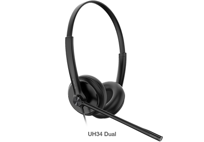 Yealink UH34 Dual Teams USB Headset, Lightweight, All Day Wearing Comfort, Ear Wideband Noise Cancelling Microphone, Leather Ear Cushions, USB-A
