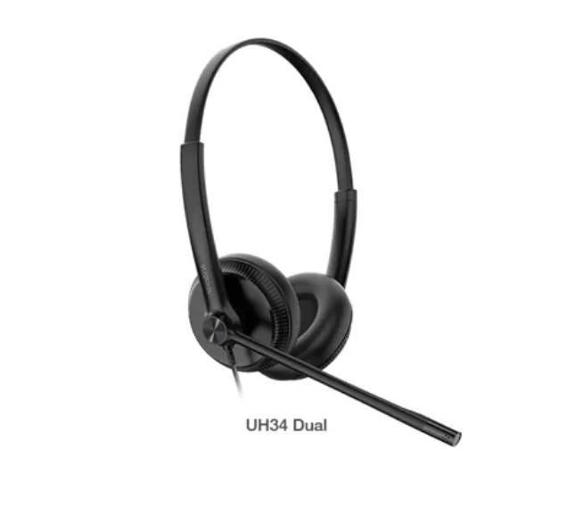 Yealink UH34 Dual Teams USB Headset, Lightweight, All Day Wearing Comfort, Ear Wideband Noise Cancelling Microphone, Leather Ear Cushions, USB-A