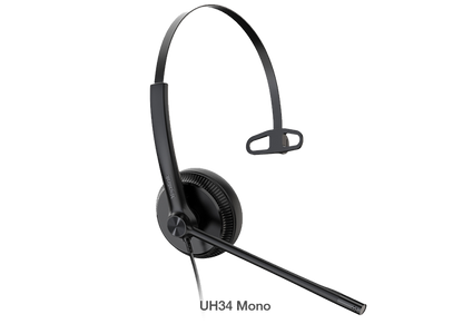 Yealink UH34 Mono Teams USB Headset, Lightweight, All Day Wearing Comfort, Ear Wideband Noise Cancelling Microphone, Leather Ear Cushions, USB-A