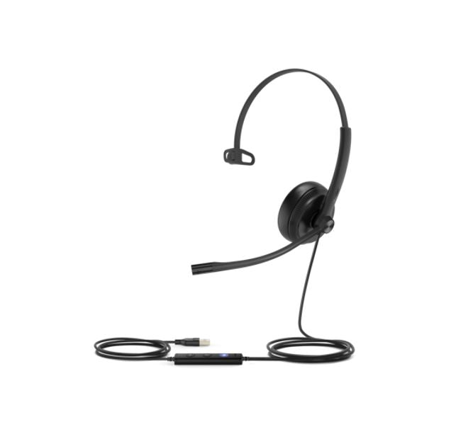 Yealink UH34 Mono Teams USB Headset, Lightweight, All Day Wearing Comfort, Ear Wideband Noise Cancelling Microphone, Leather Ear Cushions, USB-A