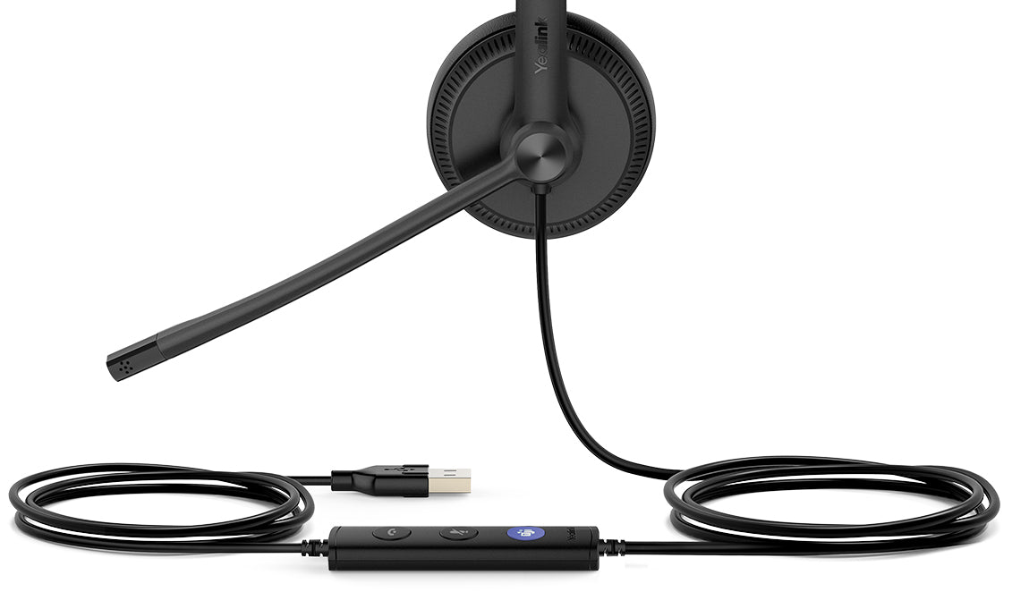 Yealink UH34 Mono UC USB Headset, Lightweight, All Day Wearing Comfort, Ear Wideband Noise Cancelling Microphone, Leather Ear Cushions, USB-A