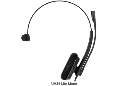 Yealink UH34 Lite Mono Teams USB Headset, Lightweight, All Day Wearing Comfort, Ear Wideband Noise Cancelling Microphone, Foamy Ear Cushions, USB-A