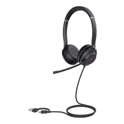 Yealink UH37 Dual USB-C/A USB Wired Headset, UC Dual, USB-C/A, 35mm Speakers, Stereo, HD Audio, 2Mic Noise Killer, Microsoft Teams & UC Certified