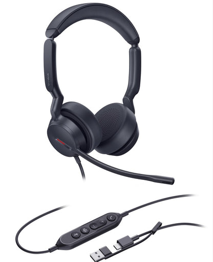 Yealink UH44 Dual Teams USB-C/A Microsoft Certified Teams USB Wired HeadsetDual Noise-Canceling Microphones 35mmSpeaker Busylight Leather Ear Cushions