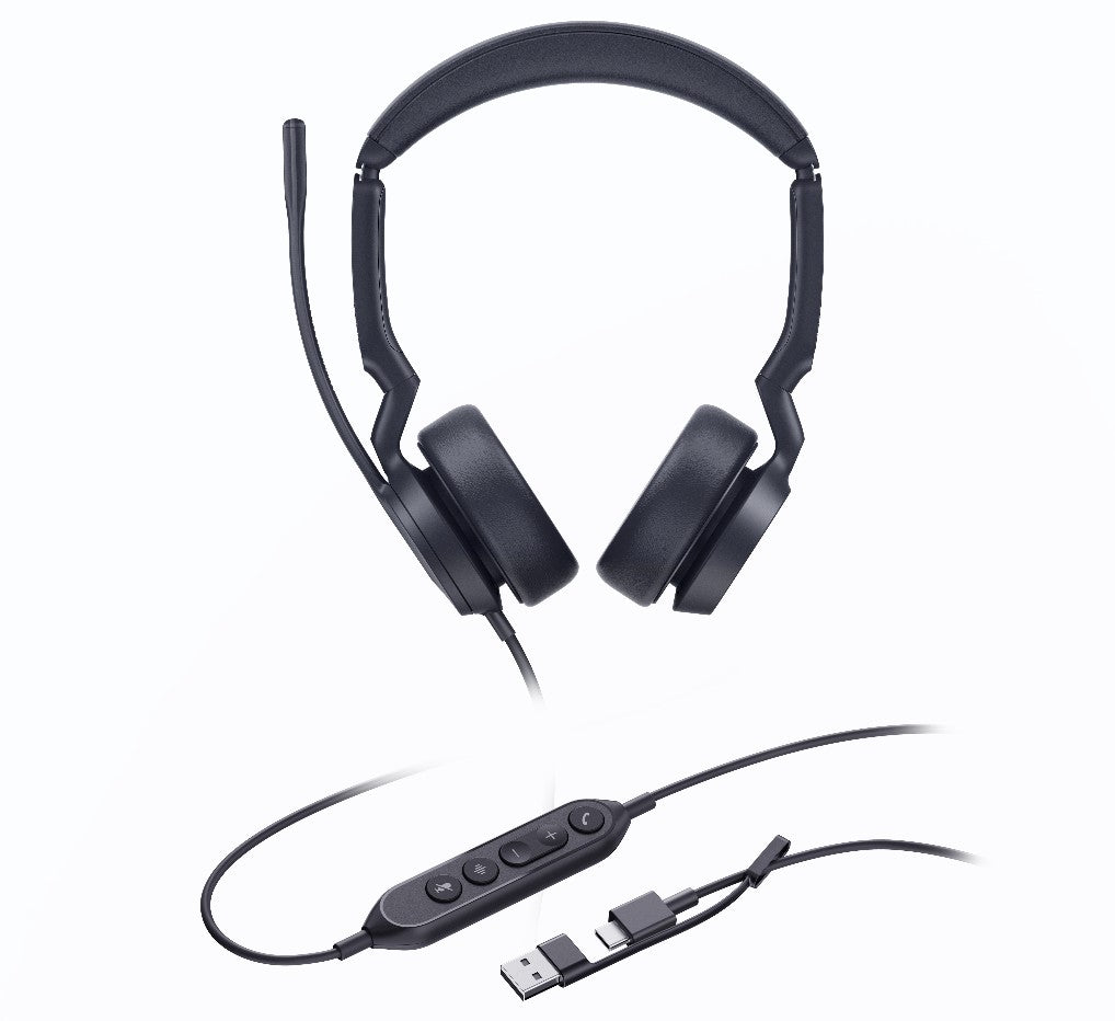 Yealink UH44 Dual UC USB-C/A Unified  Communications USB Wired Headset Dual Noise-Canceling Microphones 35mmSpeaker Busylight Leather Ear Cushions