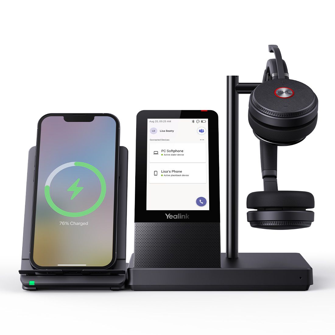 Yealink WH66 Dual Teams DECT Wireless Headset, UC Workstation, HD Voice, 2-Mic Noise Cancellation&330° Adjustable, Leather Ear Cushions, Teams, Zoom