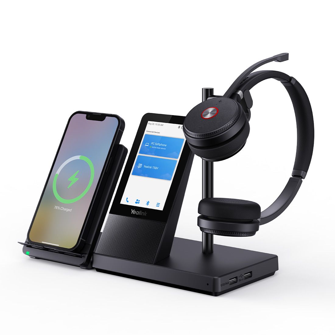 Yealink WH66 Dual UC DECT Wireless Headset,UC Workstation,HDVoice, 2-Mic Noise Cancellation&330° Adjustable, Leather Ear Cushions,Teams&Zoom Certified