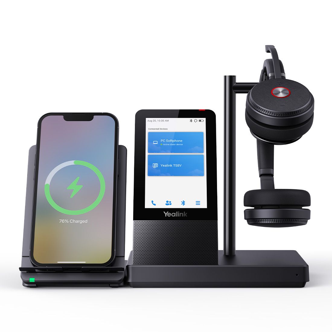 Yealink WH66 Dual UC DECT Wireless Headset,UC Workstation,HDVoice, 2-Mic Noise Cancellation&330° Adjustable, Leather Ear Cushions,Teams&Zoom Certified