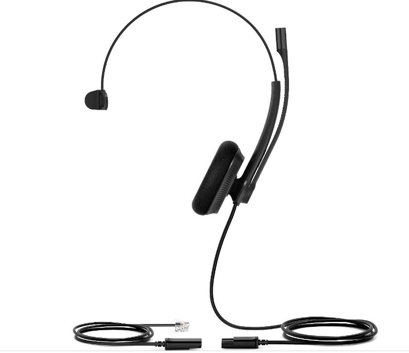 Yealink YHS34 Mono Wired Headset with QD to RJ Port, Wideband Noise-Canceling Headset, Monaural Ear, RJ9, QD Cord, Leather Ear Piece, Hearing Protecti