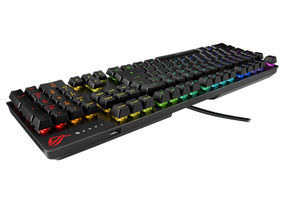ASUS XA05 ROG STRIX SCOPE RX Blue Switch Optical Gaming Keyboard for FPS, RGB, USB 2.0 Passthrough, Alloy Top, Stealth Key,