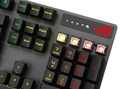 ASUS XA05 ROG STRIX SCOPE RX Blue Switch Optical Gaming Keyboard for FPS, RGB, USB 2.0 Passthrough, Alloy Top, Stealth Key,