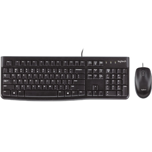 Logitech MK120 Wired Keyboard & Mouse Combo — Quiet Typing, Spill-Resistant