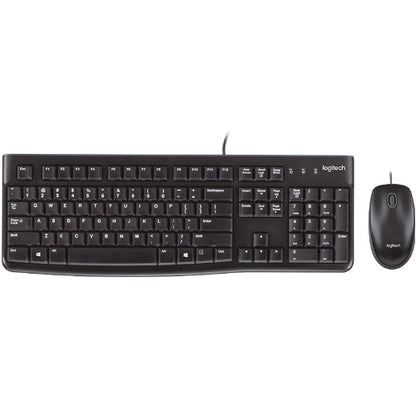 Logitech MK120 Wired Keyboard & Mouse Combo — Quiet Typing, Spill-Resistant