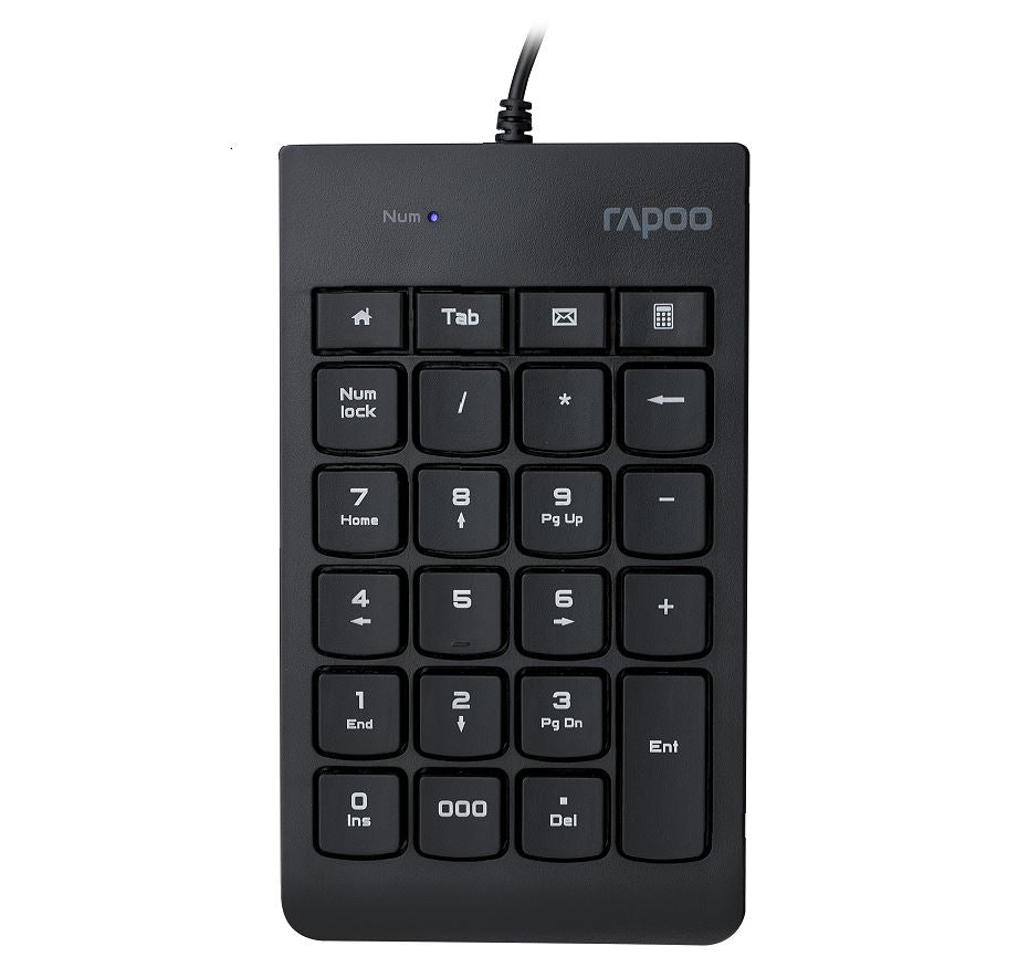 RAPOO K10 Wired Numeric NumberPad Keyboard -  Spill Resistant Design, Laser Carv