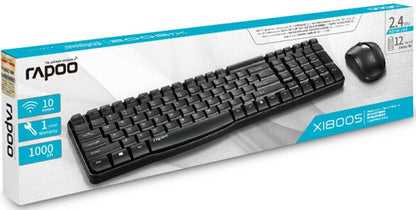 RAPOO X1800S 2.4GHz Wireless Optical Keyboard & Mouse Combo — 1000dpi, Nano Receiver, Black