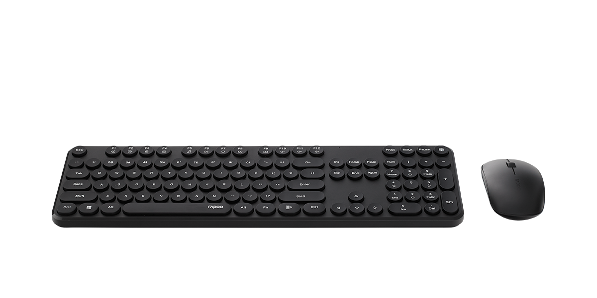 RAPOO Wireless Stylish, Spill-Resistant, Retro Style Round Key, 1000DPI, 2.4G Co