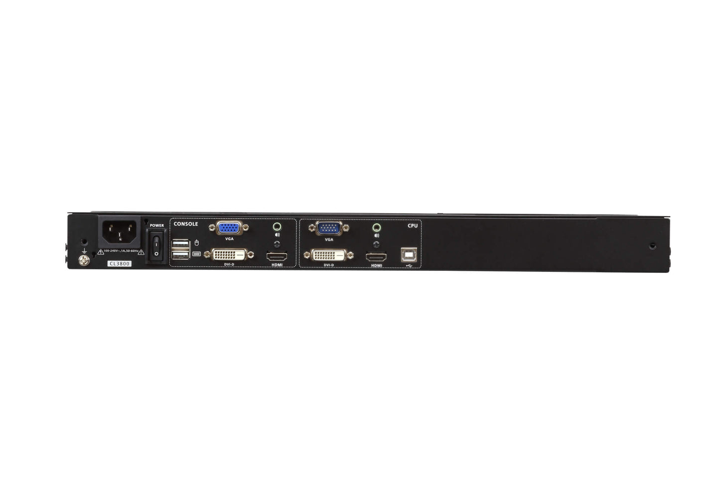 Aten Rackmount Dual Rail LCD Console VGA,HDMI,DVI & USB w/ 18.5' LCD Display, 1x Custom KVM Cable Included, 1920x1080@60hz Display, LED Illumination L
