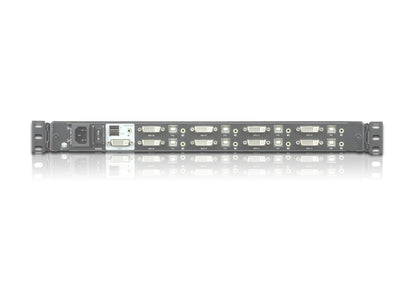 Aten Rackmount KVM Switch Single Rail 8 Port DVI USB w/ 17.3' LCD Display, 2x Custom KVM Cables, 1920x1200@60hz Display, LED Illumination
