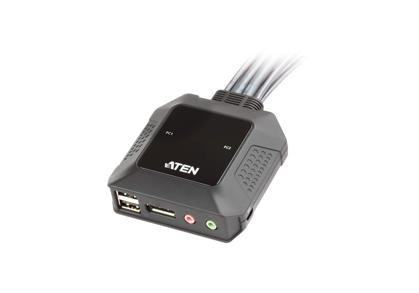 Aten Compact KVM Switch 2 Port Single Display Display Port w/ Audio, Remote Port Selector, USB Hot-Plugging