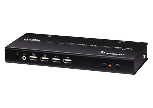 Aten Desktop 2-Port USB 4K HDMI Dual-Display KVMP™ Switch, up to 4096 x 2160 @ 60 Hz, Video DynaSync™, (Cables included)
