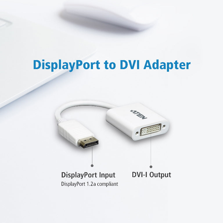 Aten DisplayPort to DVI Adapter, Converts DisplayPort signals to DVI output, Dis