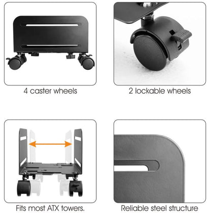 Brateck Mobile ATX Case Stand, For most ATX cases, up to 10kg, 119-209mm