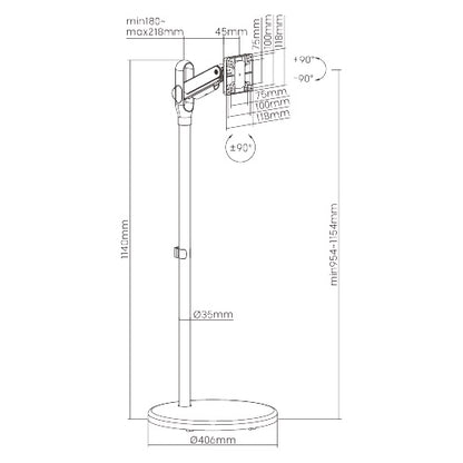 Brateck Mobile Spring assisted Display Floor Stand Fit Most 17'-35' Monitor Up to 10kg per screen VESA 75x75/100x100 Black colour (LS)