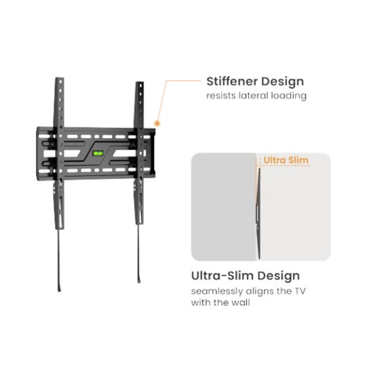 Brateck KL38-44F Large-Screen Compact Fixed TV Wall Mount Fit Screen Size: 32'-75' Up to  75kg, Fit Curved TV, 24x438x425mm (LS)