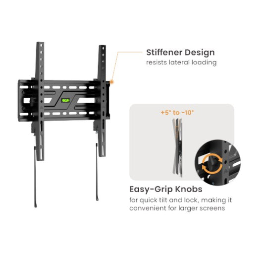 Brateck KL38-44T Large-Screen Compact Tilt TV Wall Mount Fit Screen Size: 32'-75' Up to  75kg, Fit Curved TV, 50x438x425mm (LS)