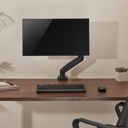 Brateck Economy Single Screen Spring-Assisted Monitor Arm Fit Most 17'-32' Monitor Up to 9 kg VESA 75x75/100x100, Matte Black