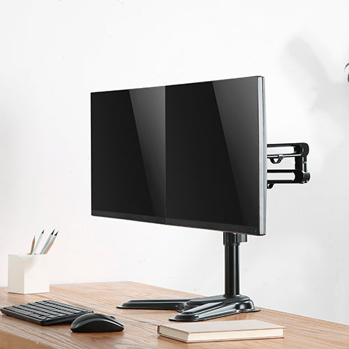 Brateck Dual Free Standing Monitor Premium Articulating Aluminum Monitor Stand Fit Most 17'-32' Monitors Up to 8kg per screen VESA 75x75/100x100