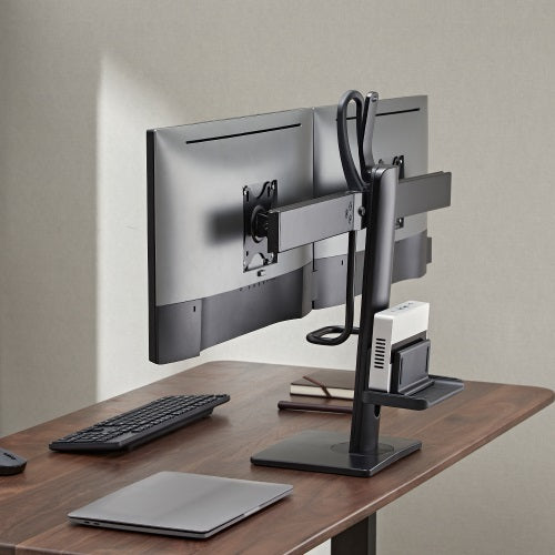 Brateck Dual Screens Vertical Lift Monitor Stand With Thin Client CPU Mount  Fit Most 17'-27' Monitor Up to 6kg per screen VESA 100x100,75x75 (LS)