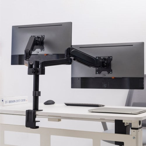 Brateck Dual Monitors Pole-Mounted Gas Spring Monitor Arm Fit Most 17'-32' Monitors Up to 9kg per screen VESA 75x75/100x100